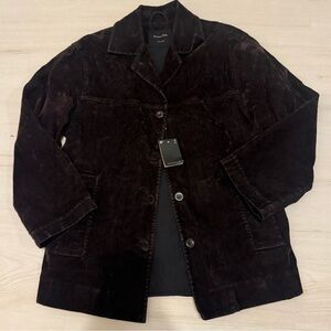 Massimo Dutti Dark Brown Corduroy Overshirt Jacket
